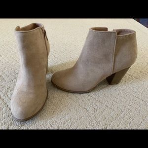 Beige Faux Suede Booties - Size 7